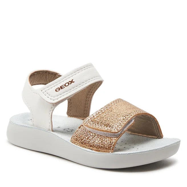 GEOX Bambina B Sandal Lig Htfloppy B-G Bk White/Gold B455TB 054AJ C0232