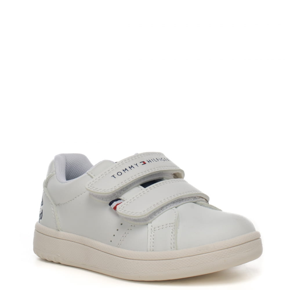 TOMMY HILFIGER SNEAKERS BIMBO BIANCO E BLU CON CHIUSURA A STRAPPI T1X9-33337-1355X336