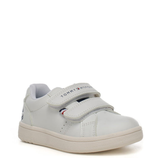 TOMMY HILFIGER SNEAKERS BIMBO BIANCO E BLU CON CHIUSURA A STRAPPI T1X9-33337-1355X336