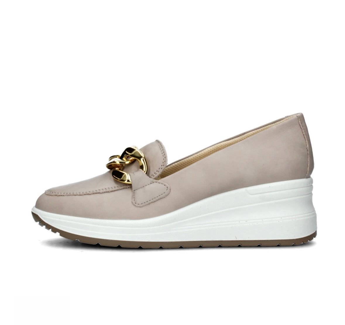 Enval Soft, Mocassini con zeppa in pelle color vitello antik/visone da donna; 5760944