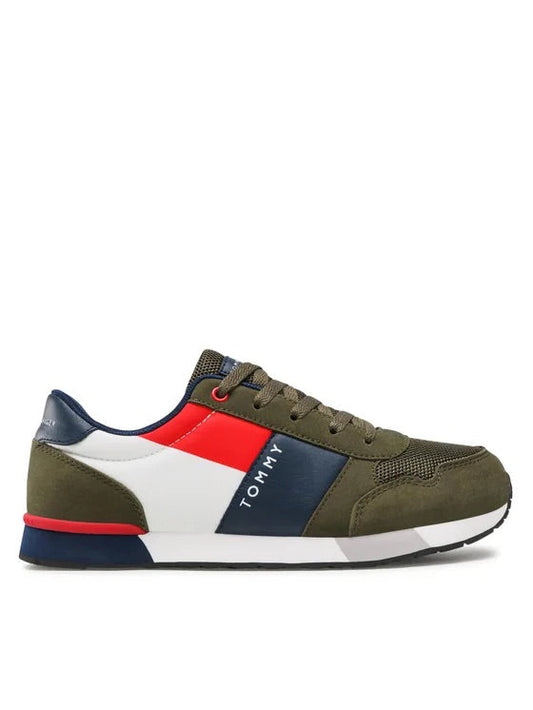TOMMY HILFIGER Bambino LOW CUT LACE-UP SNEAKER 414-/MILITARY GREEN.