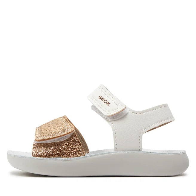 GEOX Bambina B Sandal Lig Htfloppy B-G Bk White/Gold B455TB 054AJ C0232