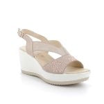 Enval Soft Sandali con zeppa in pelle champagne da donna
Art.5786022