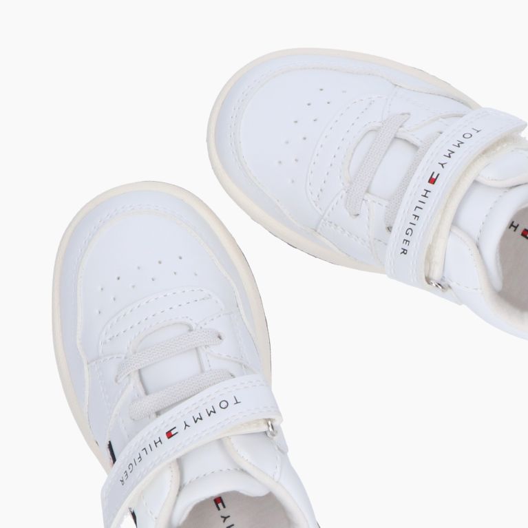TOMMY HILFIGER Bambino STRIPES LOW CUT LACE -UP/VELCRO SNEAKER 100-/8WHITE. T1B9-32862-1355100