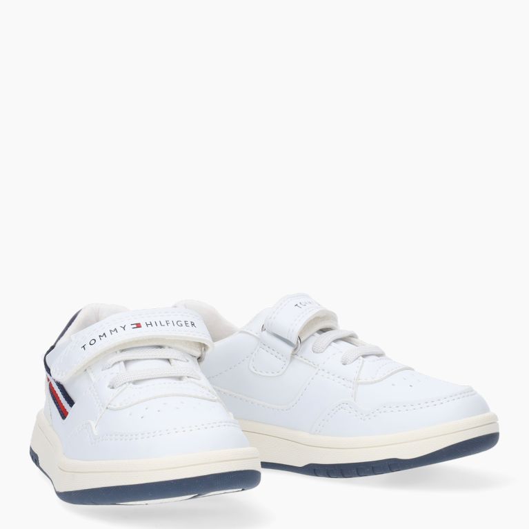 TOMMY HILFIGER Bambino STRIPES LOW CUT LACE -UP/VELCRO SNEAKER 100-/8WHITE. T1B9-32862-1355100