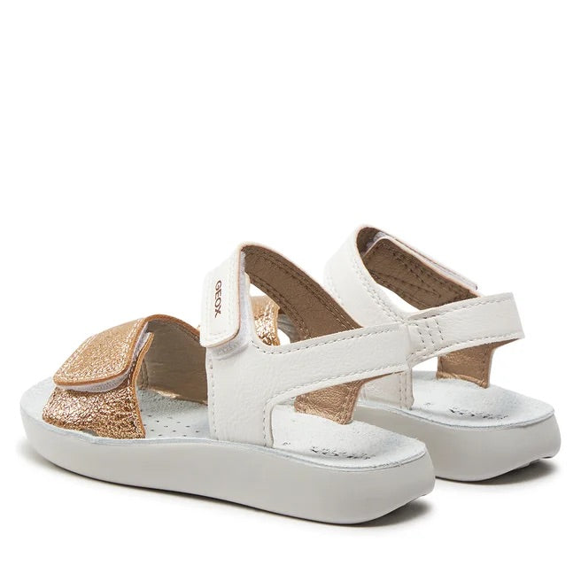 GEOX Bambina B Sandal Lig Htfloppy B-G Bk White/Gold B455TB 054AJ C0232