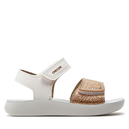 GEOX Bambina B Sandal Lig Htfloppy B-G Bk White/Gold B455TB 054AJ C0232