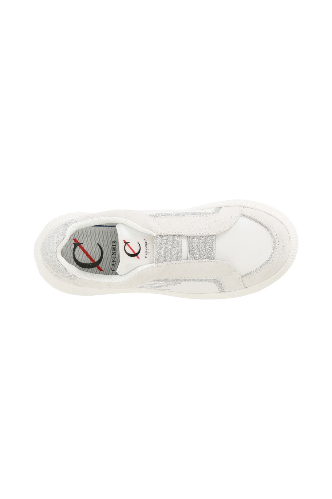 CAFèNOIR Slip-on in pelle scamosciata laminata con riporti glitter bianco. C1 DF6124