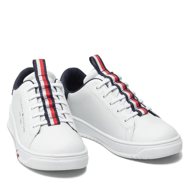 TOMMY HILFIGER Bambino LOW CUT LACE-UP SNEAKER 100-/ WHITE. T3B4-32225-1355100