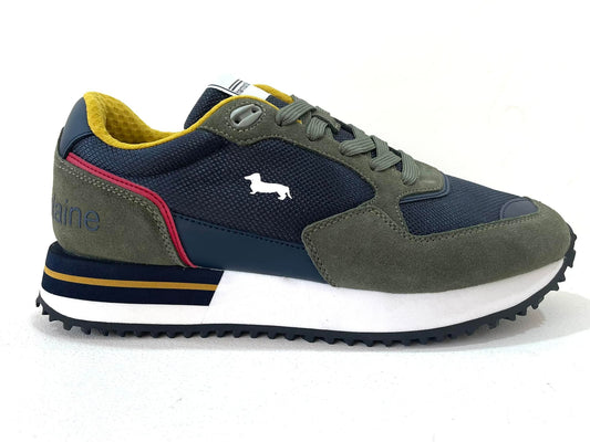 harmont&blaine Sneakers Uomo Camoscio. Verde-Blu. EMF222.040.6150