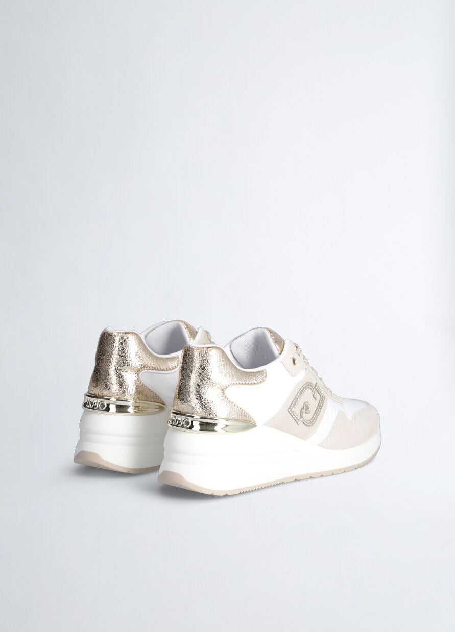 Liu Jo Alyssa 16- Sneaker Donna Cow Suede/ Nylon/ Laminated White/Sand S01090 BA4095 PX313