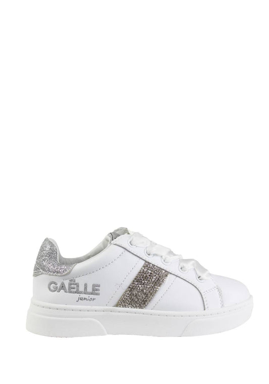 GAËLLE PARIS Junior Sneakers Bambina Candy. Bianco/Argento. GS0021L