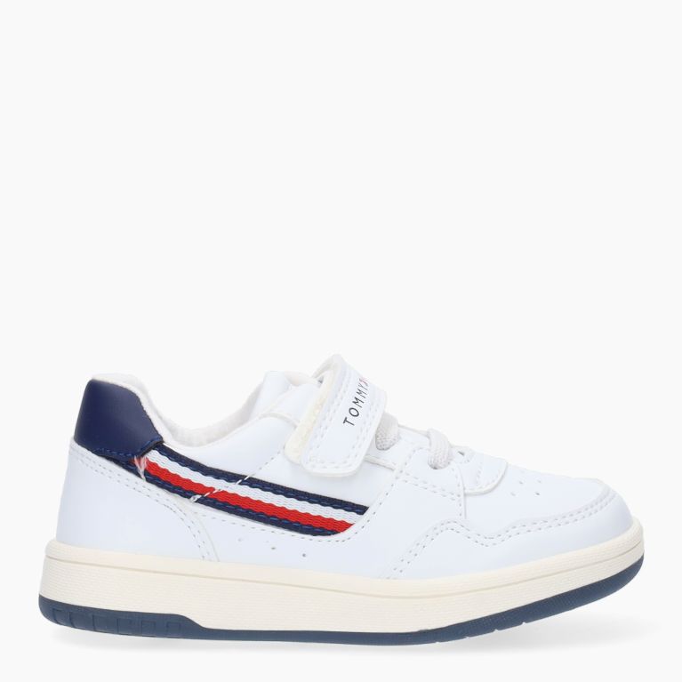 TOMMY HILFIGER Bambino STRIPES LOW CUT LACE -UP/VELCRO SNEAKER 100-/8WHITE. T1B9-32862-1355100