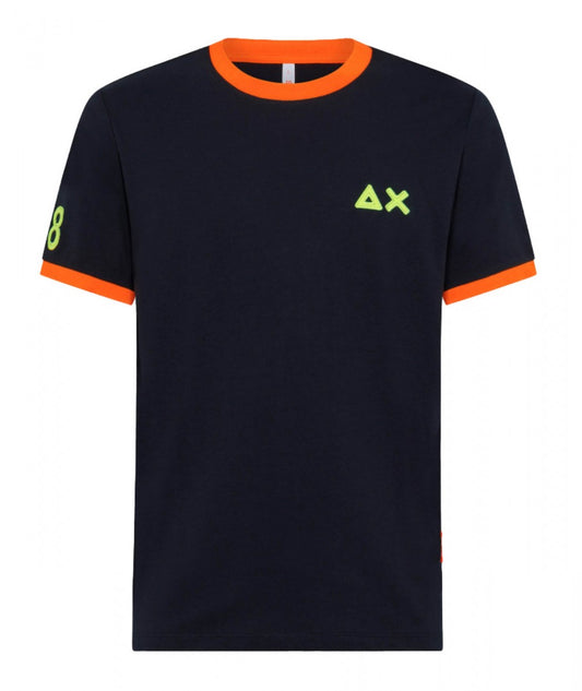 SUN68 T-SHIRT LOGO FLUO T33122 NAVY BLU