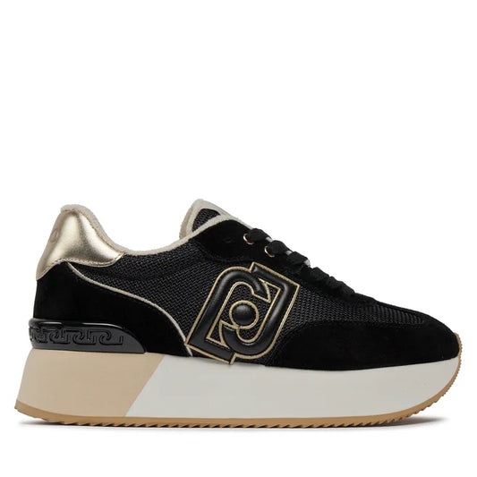 Liu Jo DREAMY 02 - SNEAKER COW SUEDE/MESH/METAL BLACK/LIGHT GOLD BA4081PX031S1189